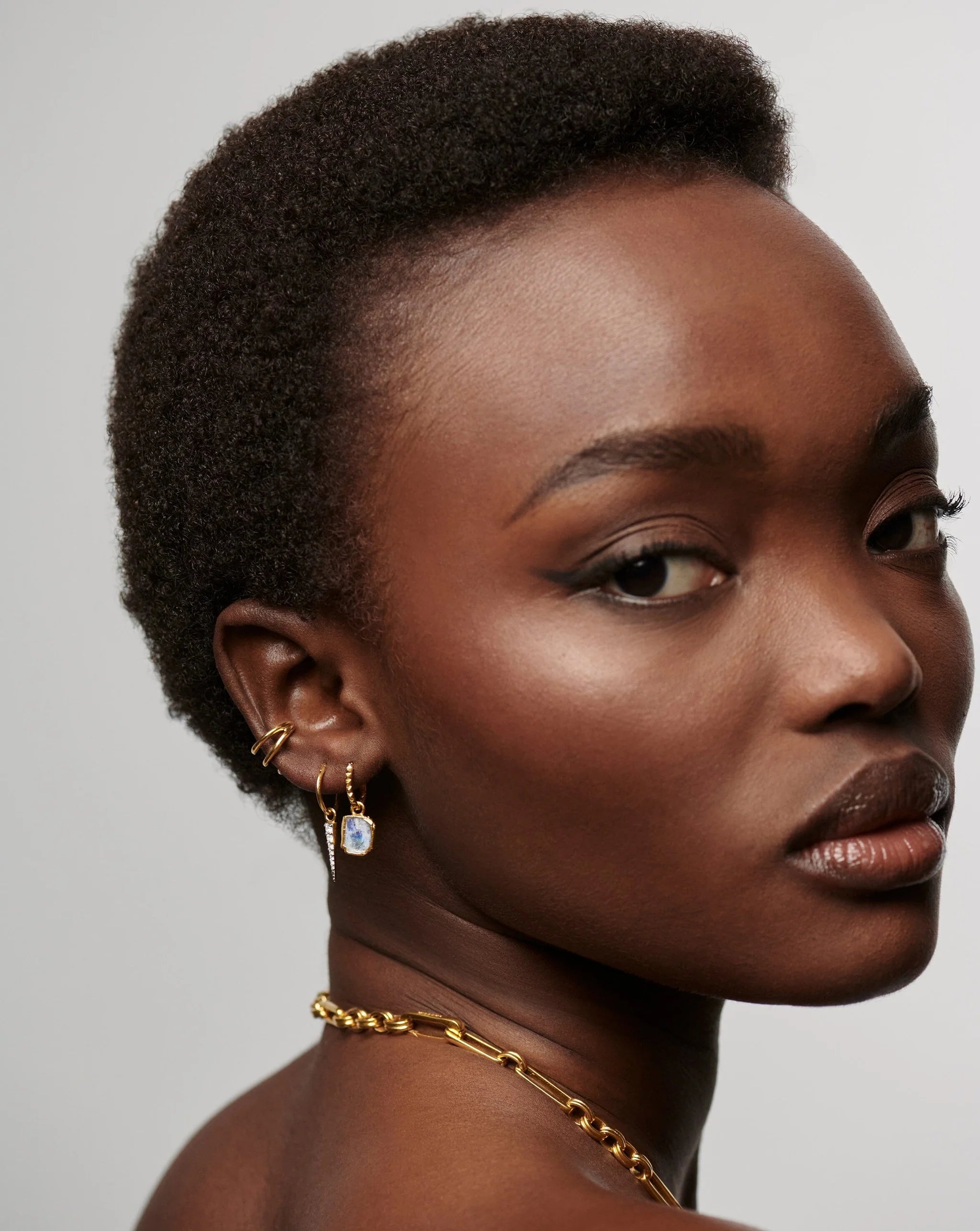 Mini Pyramid Charm Hoop Earrings