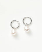 Pearl Twisted Small Drop Hoop Earrings
