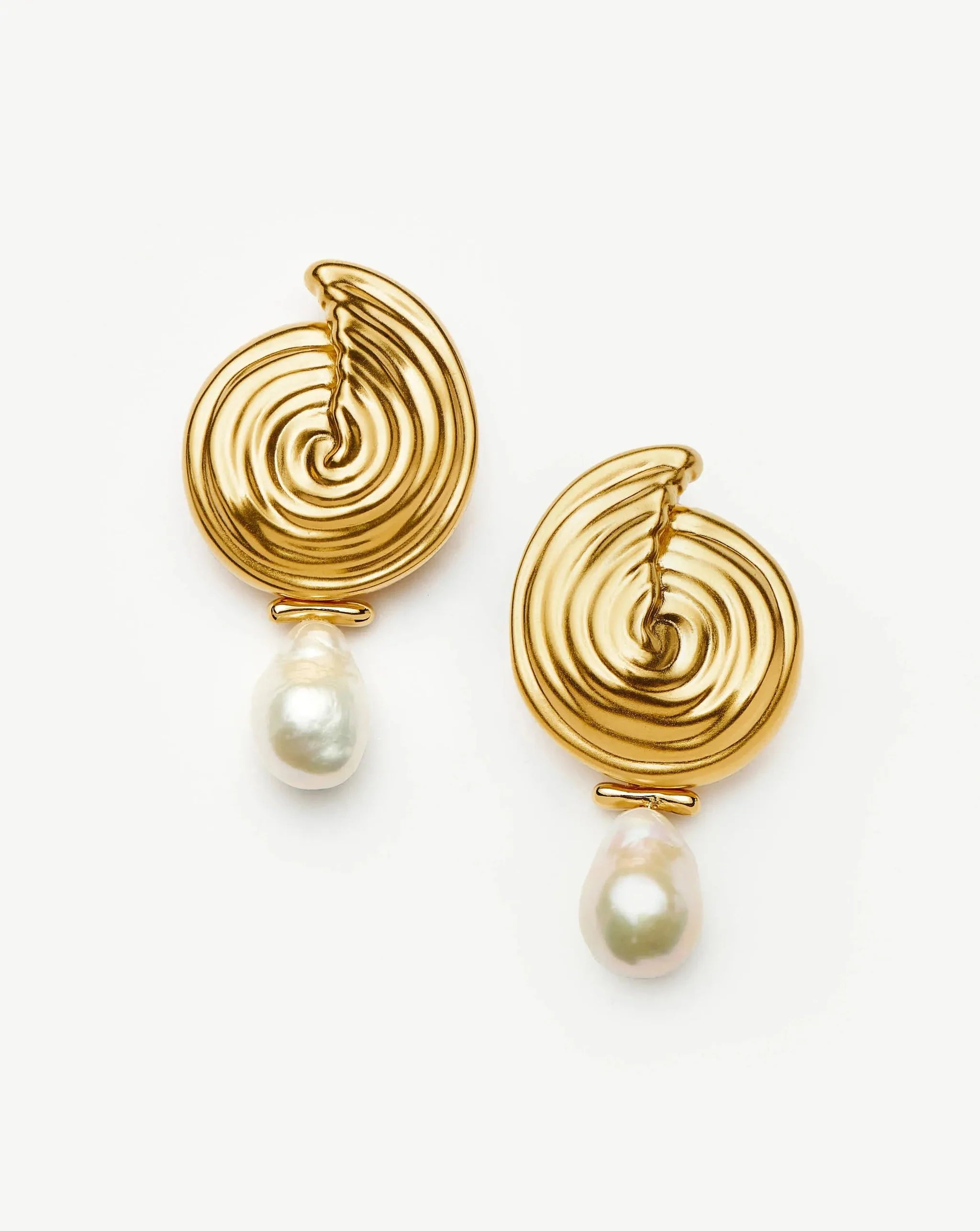 Spiral Detachable Pearl Drop Earrings
