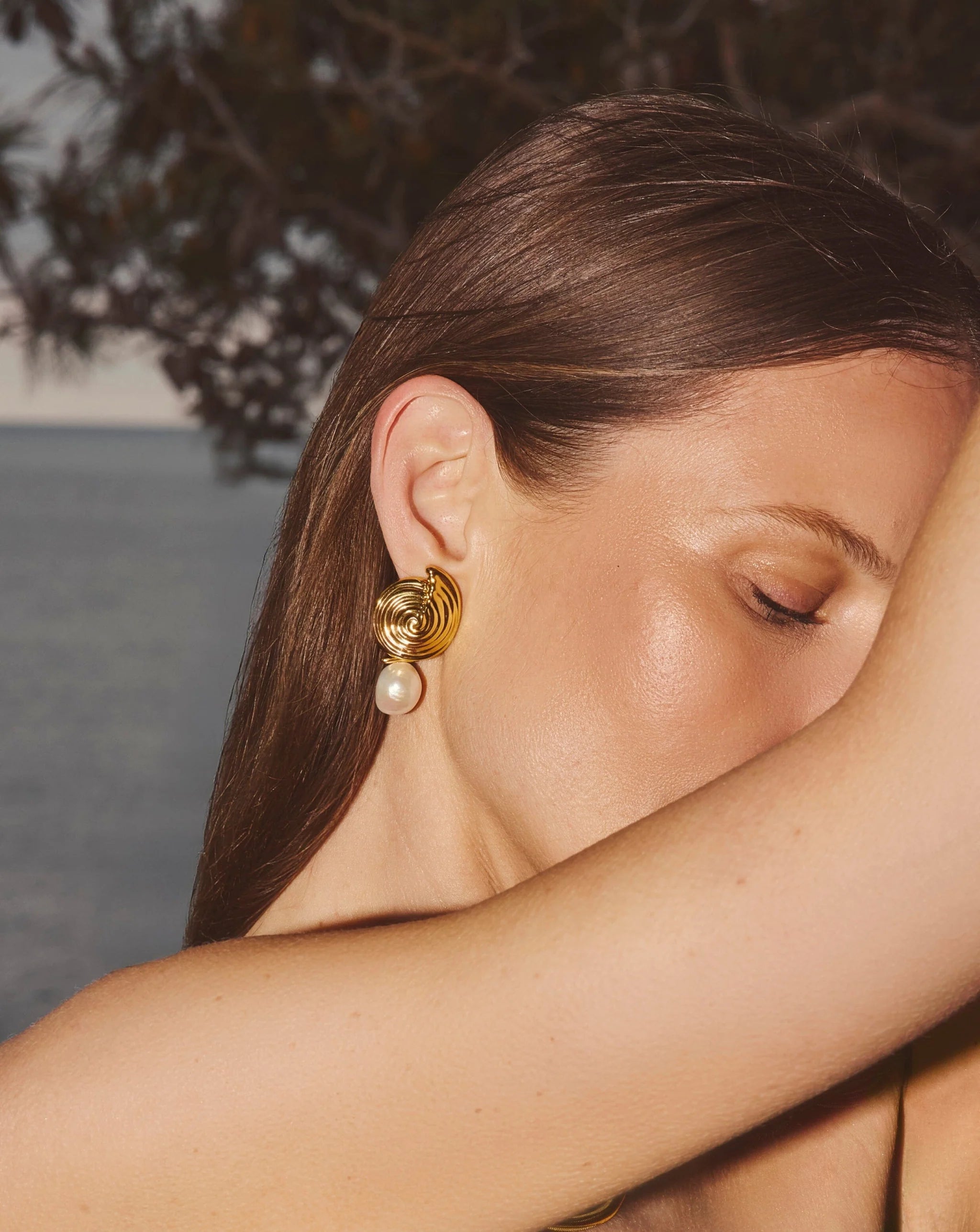 Spiral Detachable Pearl Drop Earrings