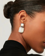 Square Pearl Statement Earrings