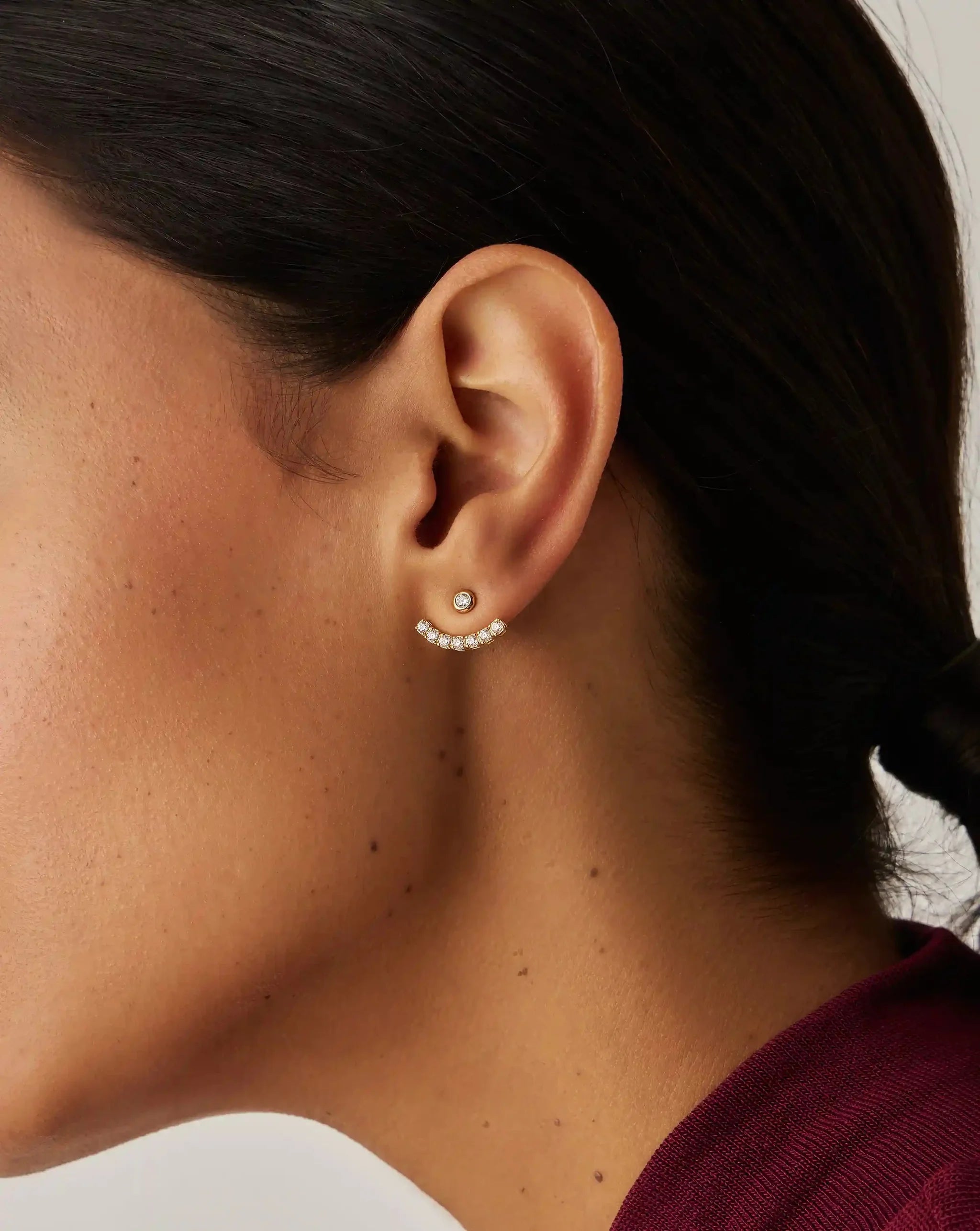 Tennis Ear Jacket Stud Earrings
